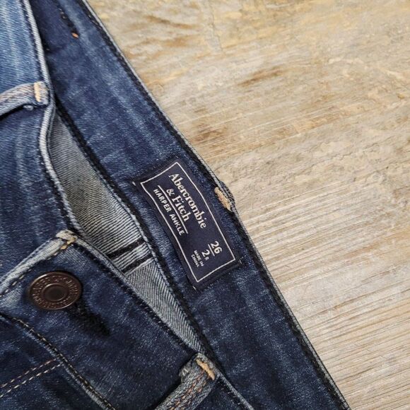 Abercrombie & Fitch Harper Ankle Jeans Blue Medium Wash Womens 26 Distressed - Picture 13 of 15